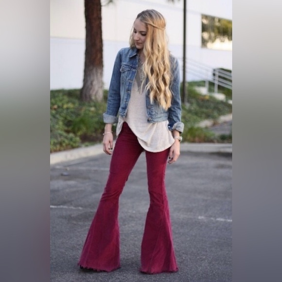 Free People Pants - Stylish Burgundy Flare Pants